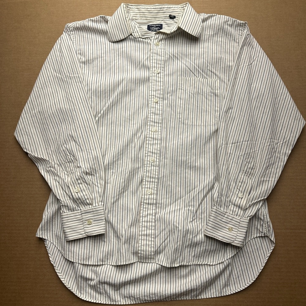 Gitman Bros Siegels Vintage USA Shirt Mens Sz 16 34 White Pinstriped Button Up